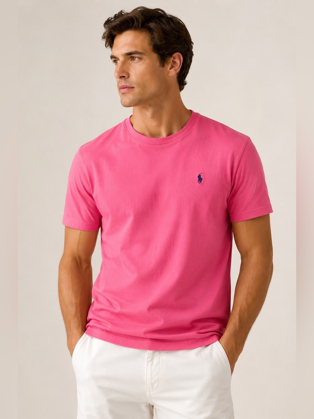 Ralph Lauren Polo T-Shirt Preppy Pink Classic Crewneck Iconic Pony Logo size L